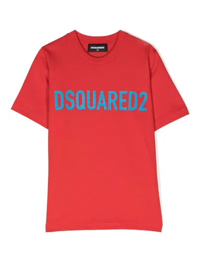 Dsquared2 Kids' Logo-print Short-sleeved T-shirt In Rot