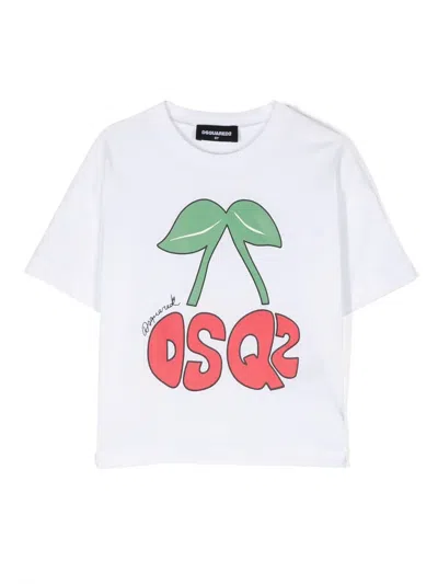 Dsquared2 Kids' Logo-print Short-sleeved T-shirt In Weiss