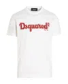 Dsquared2 Crew Neck D2 Sherpa T-shirt With Logo Patch In White