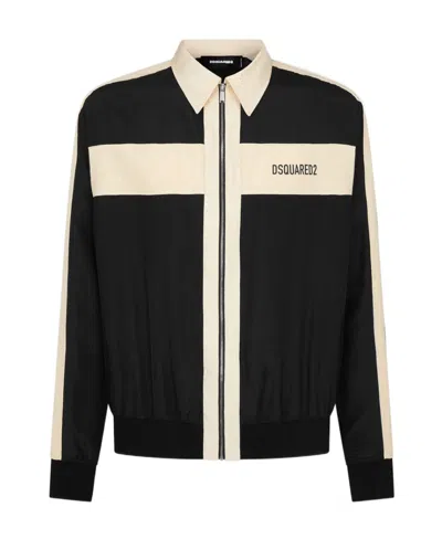 Dsquared2 Logo-print Silk Jacket In Beige