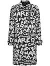 Dsquared2 Monogram Patterned Denim Trenchcoat With Flap Pockets In Black