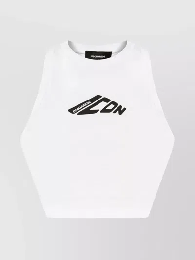 DSQUARED2 LOGO-PRINT SLEEVELESS RACERBACK TOP