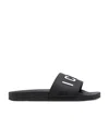 Dsquared2 D-squared2 Mans Black Rubber Slide Sandals With Logo In Black