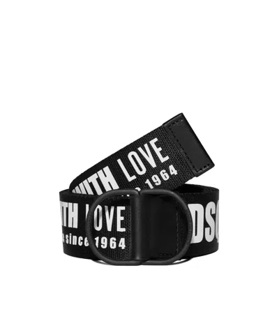 Dsquared2 Logo-print Sliding Belt In Black