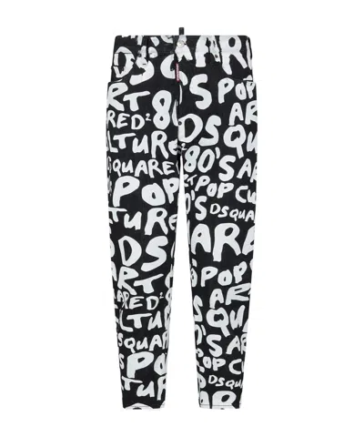 Dsquared2 Logo-print Slim-leg Jeans In Black