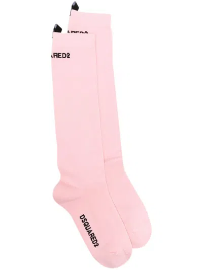 Dsquared2 Logo-print Socks In Pink