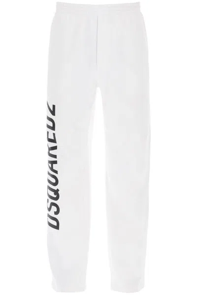 Dsquared2 Logo印花棉运动裤 In White