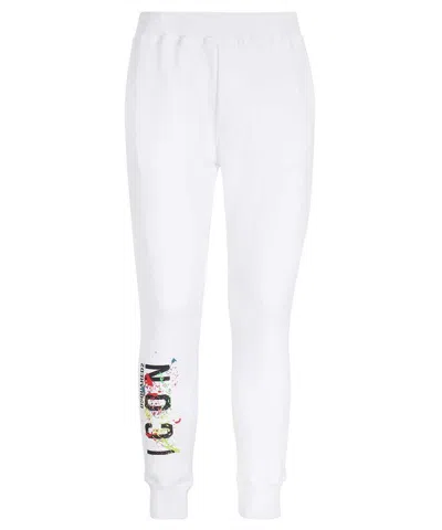 Dsquared2 Logo Print Sweatpants In White