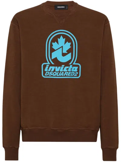 Dsquared2 Invicta Cool Fit Crewneck Sweatshirt In Brown