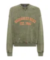 Dsquared2 Relaxed Fit Crew Neck Sweater With Distressed Detailing In Green