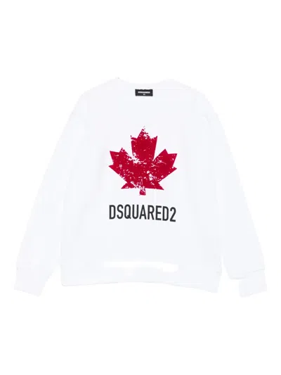 Dsquared2 Kids Maple Leaf Logo Sweatshirt In White