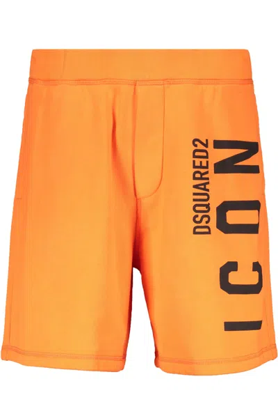 Dsquared2 Logo Print Sweatshorts In Orange