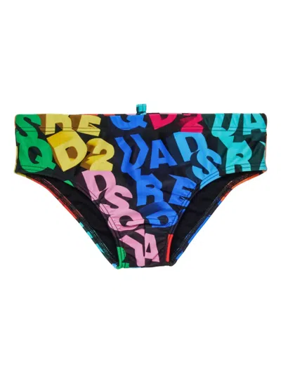 Dsquared2 Kids' Logo-print Swim Bottons In Black