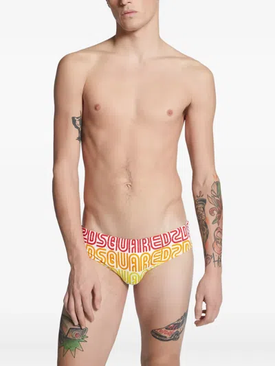 Dsquared2 Logo-print Swim Briefs In Multi