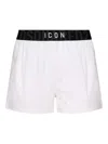 Dsquared2 White Logo Midi Waist Swim Shorts In White