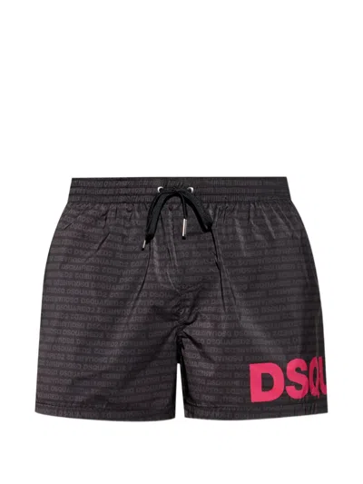 Dsquared2 Logo-print Swim Shorts In Black