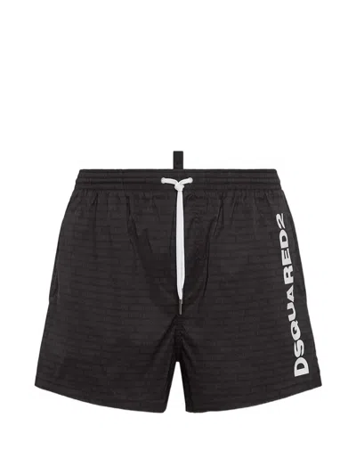 Dsquared2 Logo-print Swim Shorts In Black