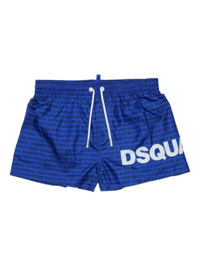 Dsquared2 Kids' Logo-print Swim Shorts In Blue