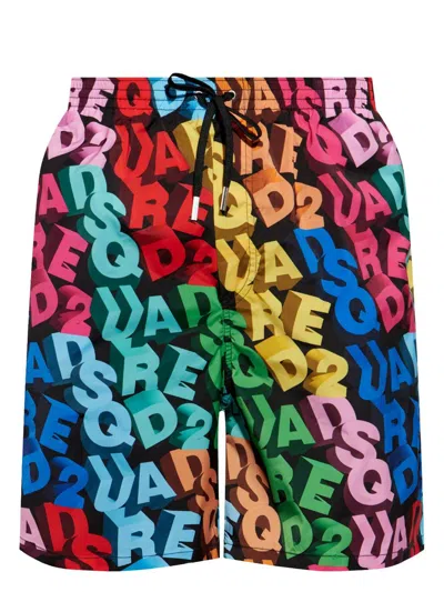 Dsquared2 Logo-print Swim Shorts In Blue