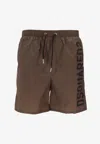 Dsquared2 Waistband Swim Trunks Knee-length In Brown