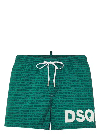 Dsquared2 Logo-print Swim Shorts In Green