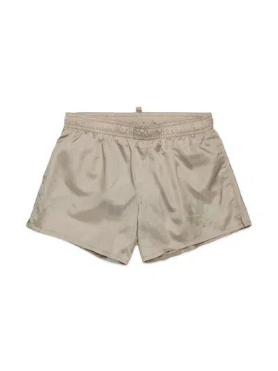 Dsquared2 Kids' Logo-print Swim Shorts In Neutrals