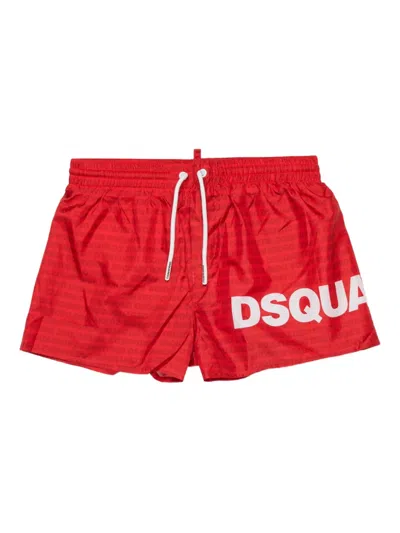 Dsquared2 Kids' Logo-print Swim Shorts In Red