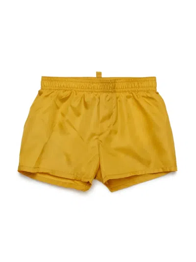 Dsquared2 Babies' Logo-print Swim Shorts In Yellow