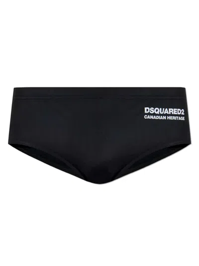 Dsquared2 Logo-print Swim Trunks In Black