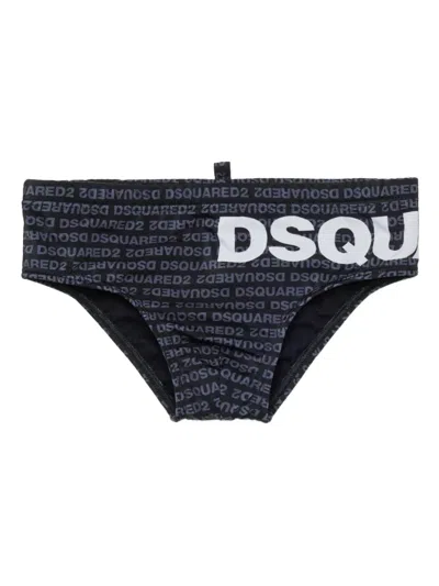 Dsquared2 Kids' Logo-print Swim Trunks In Black