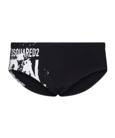 Dsquared2 Logo-print Swim Trunks In Black
