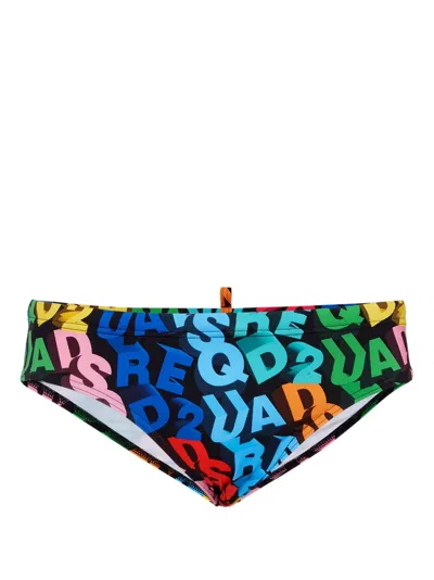 Dsquared2 Logo-print Swim Trunks In Black