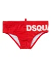 Dsquared2 Kids All-over Logo Patterned Swim Trunks In Red