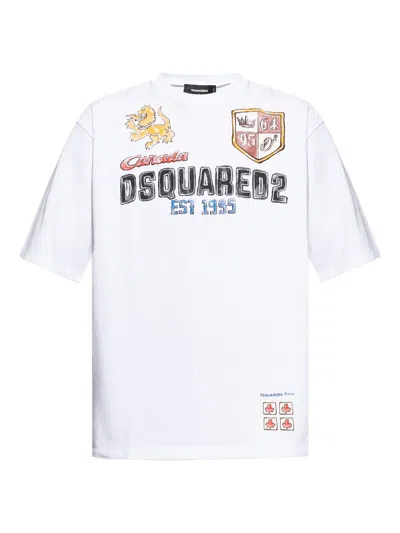 Dsquared2 Embroidered Graphic T-shirt In White