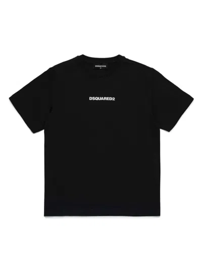 Dsquared2 Kids' Logo-print T-shirt In 黑色
