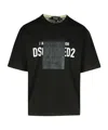 Dsquared2 Loose Fit Black T-shirt With Spray-dyed Finish And Bold Print In Black