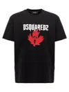 Dsquared2 Black Crewneck T-shirt Witrh Screaming Maple In Black