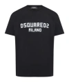 Dsquared2 Black Crewneck T-shirt With Logo Lettering On The Front In Black