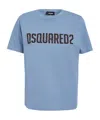 Dsquared2 Crew Neck Graphic Print Short Sleeves Top In Blue