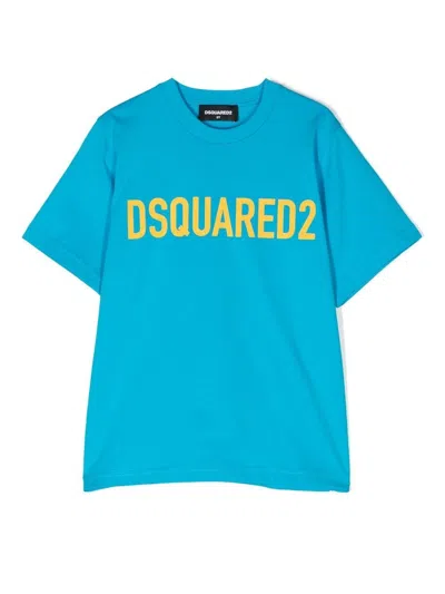 Dsquared2 Kids' Logo-print T-shirt In Blue