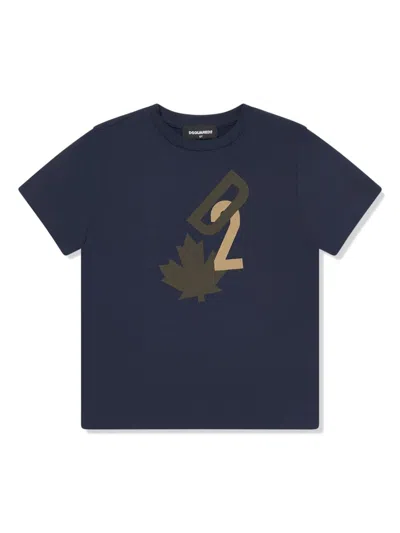 Dsquared2 Kids' Logo-print T-shirt In Blue