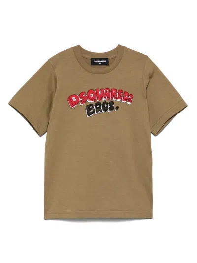 Dsquared2 Kids' Logo-print T-shirt In Brown