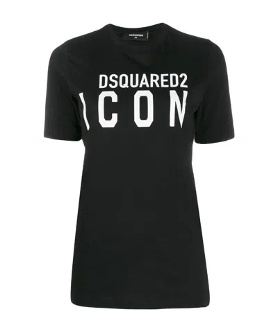 Dsquared2 Logo Printed Crewneck T-shirt Dress In Black