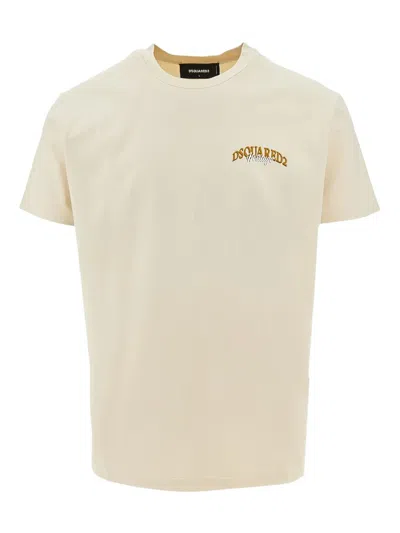 Dsquared2 Beige Crewneck Logo T-shirt In Neutral