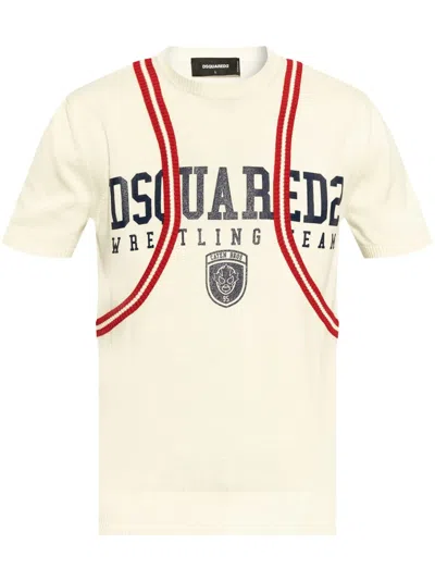 Dsquared2 Logo-print T-shirt In Neutrals