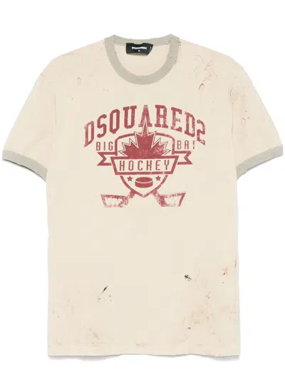 Dsquared2 Logo-print T-shirt In Gold