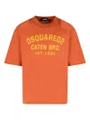 Dsquared2 Crew Neck Short Sleeve Cotton T-shirt In Orange