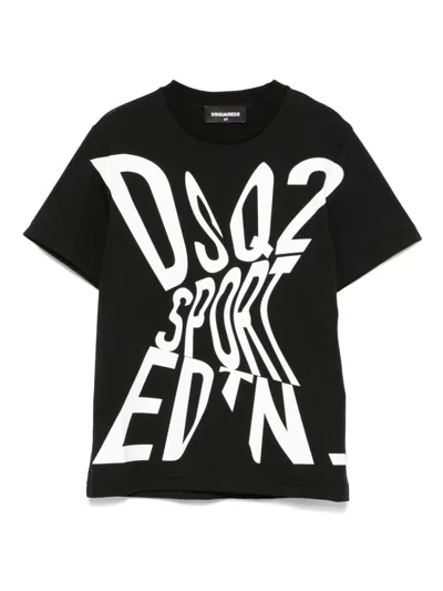 Dsquared2 Kids' Logo-print T-shirt In Schwarz