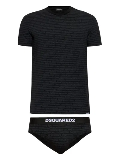 Dsquared2 Logo-print T-shirt Set In Black