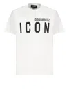 Dsquared2 White Crewneck T-shirt With Maxi Logo Print On The Front In Cotton Man In White